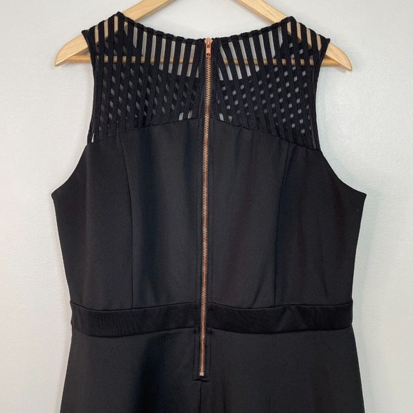 City Chic Dress Medium Women's 18 Black Mesh Inset Illusion Keyhole Sleeveless - Picture 5 of 11